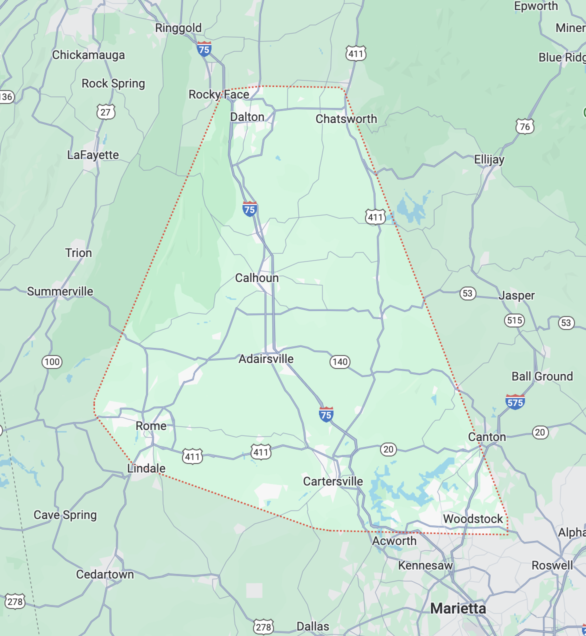 Area Map for Calhoun Air Care